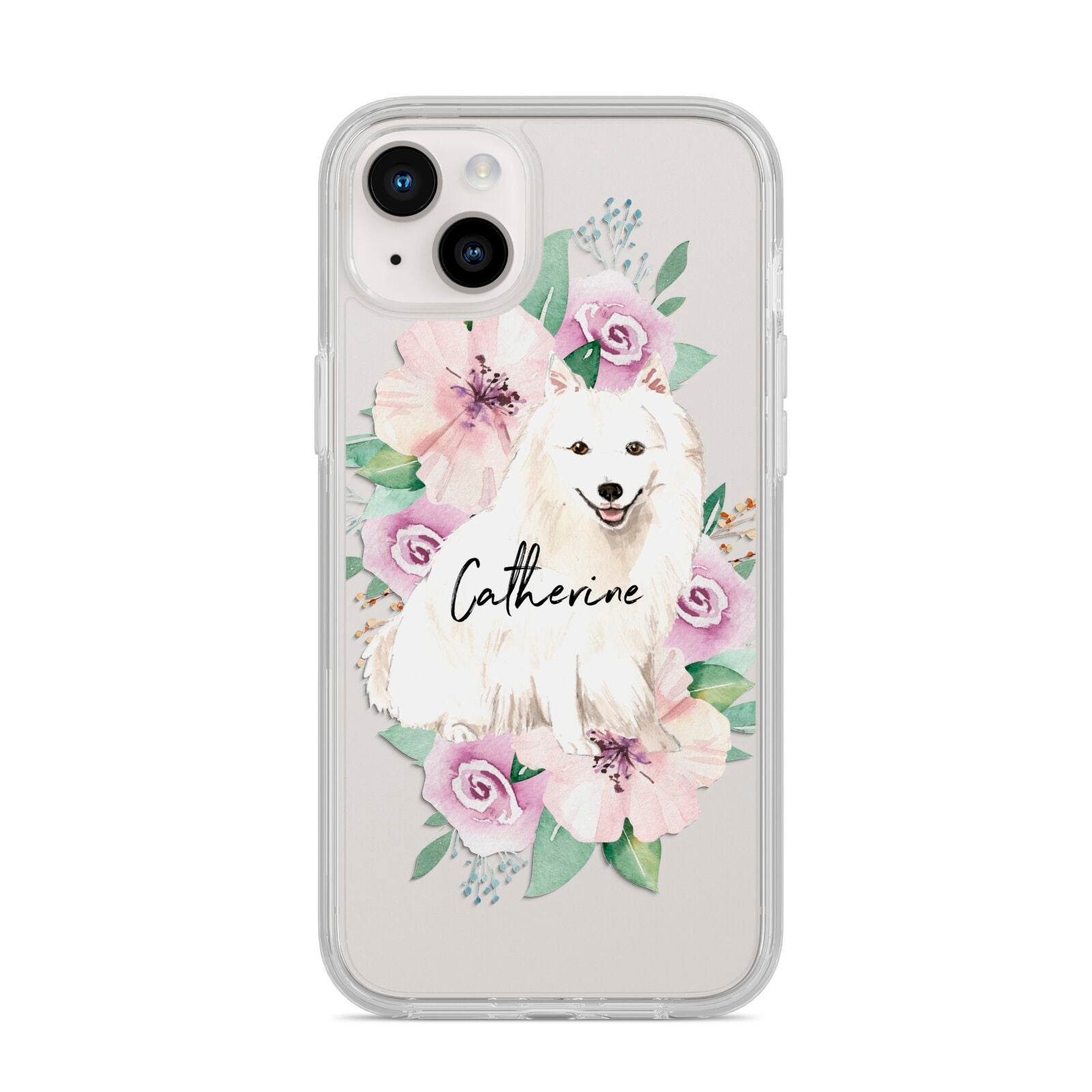 Personalised Japanese Spitz iPhone 14 Plus Clear Tough Case Starlight