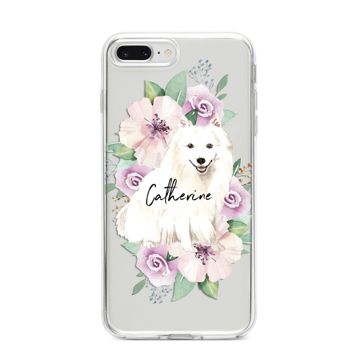 Personalised Japanese Spitz iPhone 8 Plus Bumper Case on Silver iPhone