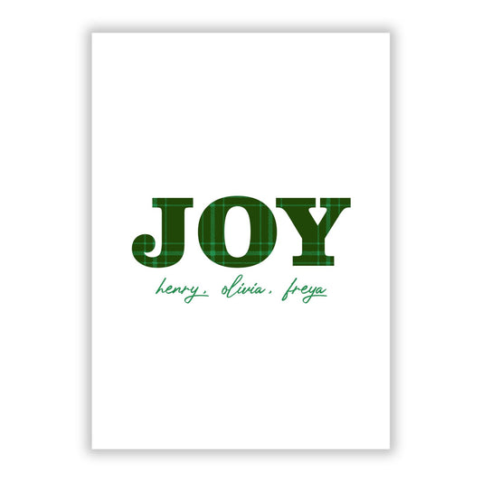 Personalised Joy Christmas A5 Flat Greetings Card
