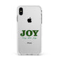 Personalised Joy Christmas Apple iPhone Xs Max Impact Case White Edge on Silver Phone