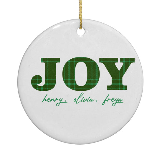 Personalised Joy Christmas Circle Decoration