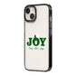 Personalised Joy Christmas iPhone 14 Black Impact Case Side Angle on Silver phone