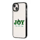 Personalised Joy Christmas iPhone 14 Plus Black Impact Case Side Angle on Silver phone