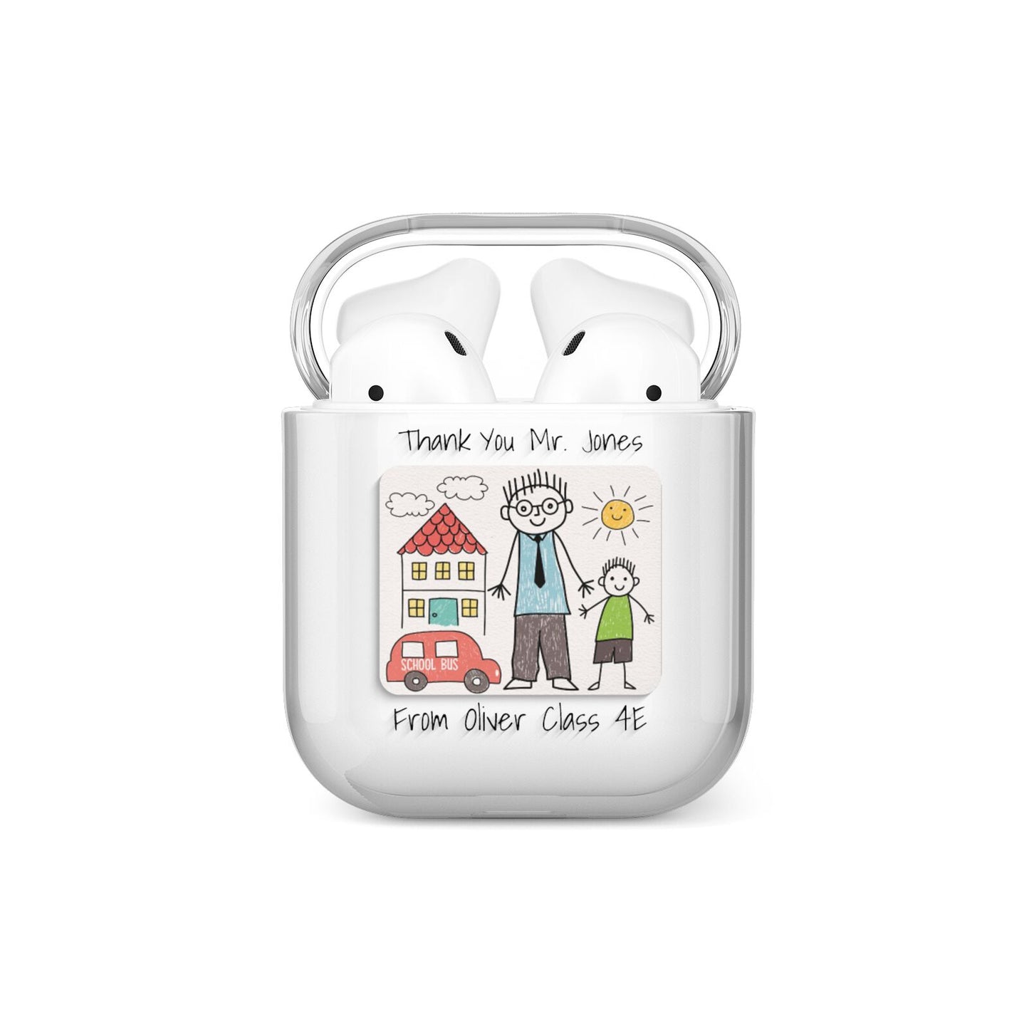 Personalised Kids Drawing Thank You Teacher AirPods Case