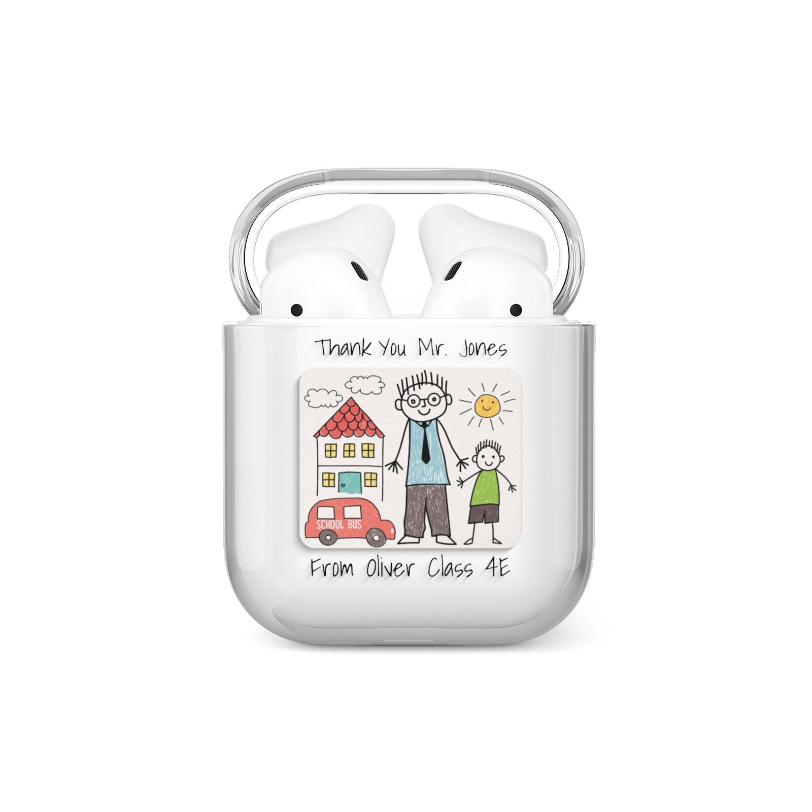 Personalised Kids Drawing Thank You Teacher AirPods Case