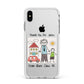 Personalised Kids Drawing Thank You Teacher Apple iPhone Xs Max Impact Case White Edge on Silver Phone