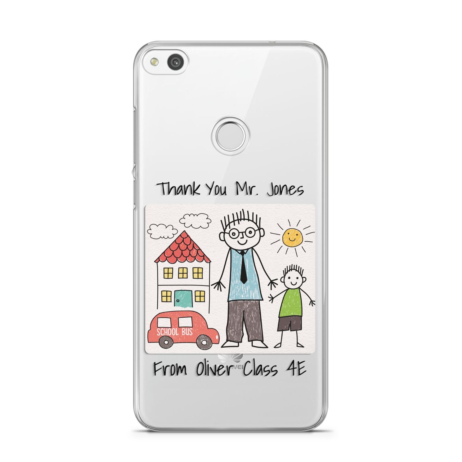 Personalised Kids Drawing Thank You Teacher Huawei P8 Lite Case