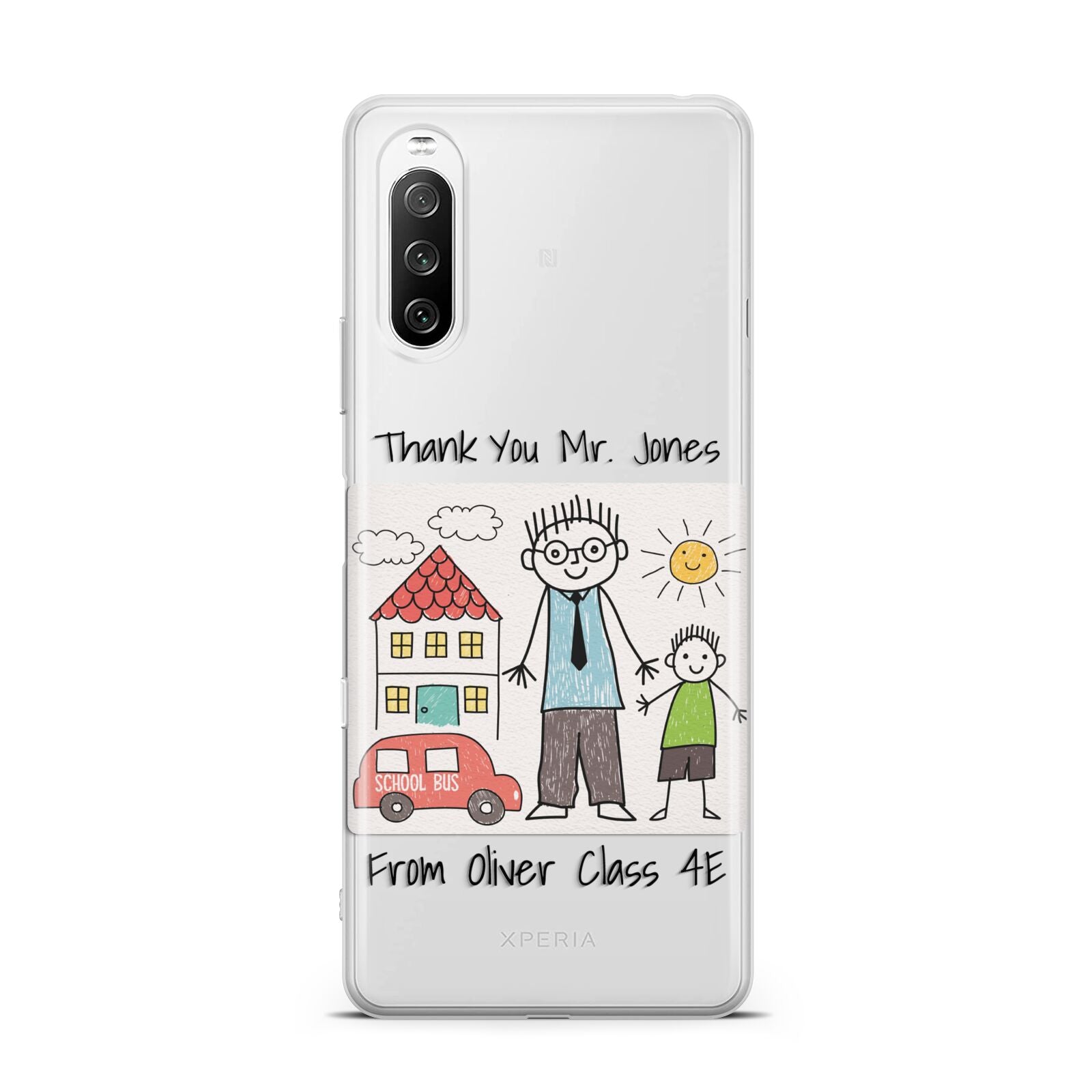 Personalised Kids Drawing Thank You Teacher Sony Xperia 10 III Case