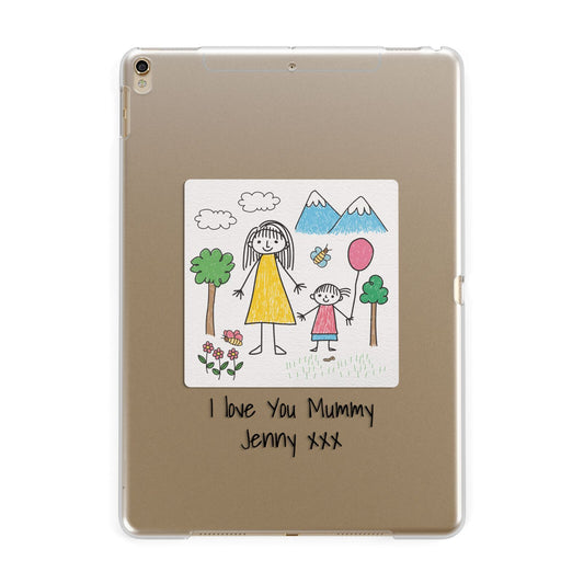 Personalised Kids Drawing Upload Apple iPad Gold Case