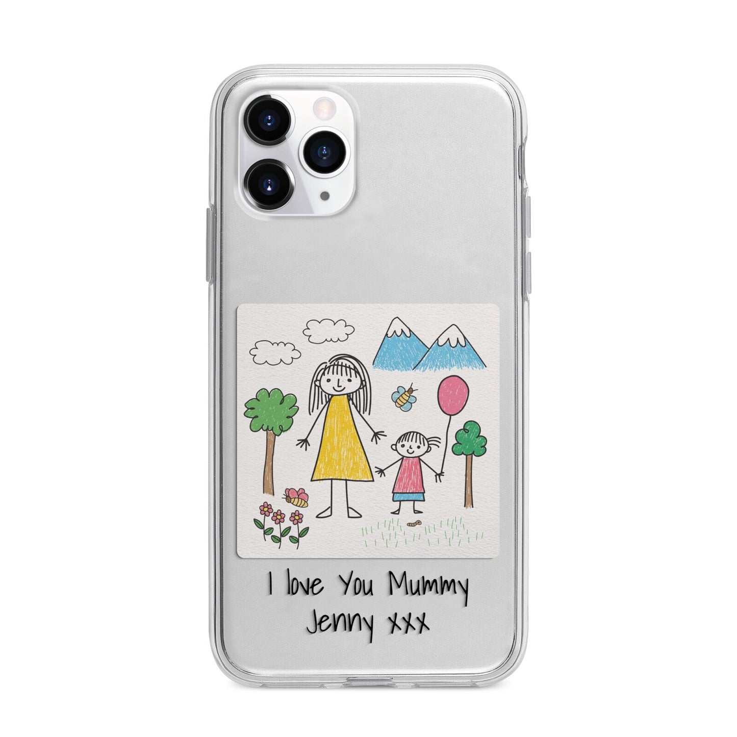 Personalised Kids Drawing Upload Apple iPhone 11 Pro in Silver with Bumper Case