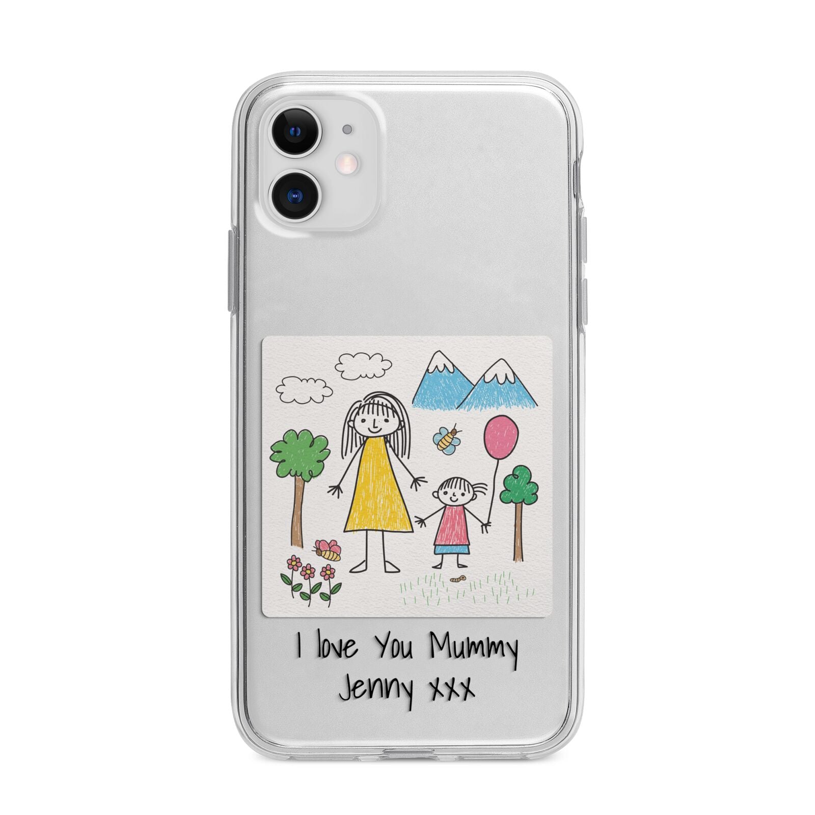 Personalised Kids Drawing Upload Apple iPhone 11 in White with Bumper Case