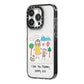 Personalised Kids Drawing Upload iPhone 14 Pro Black Impact Case Side Angle on Silver phone