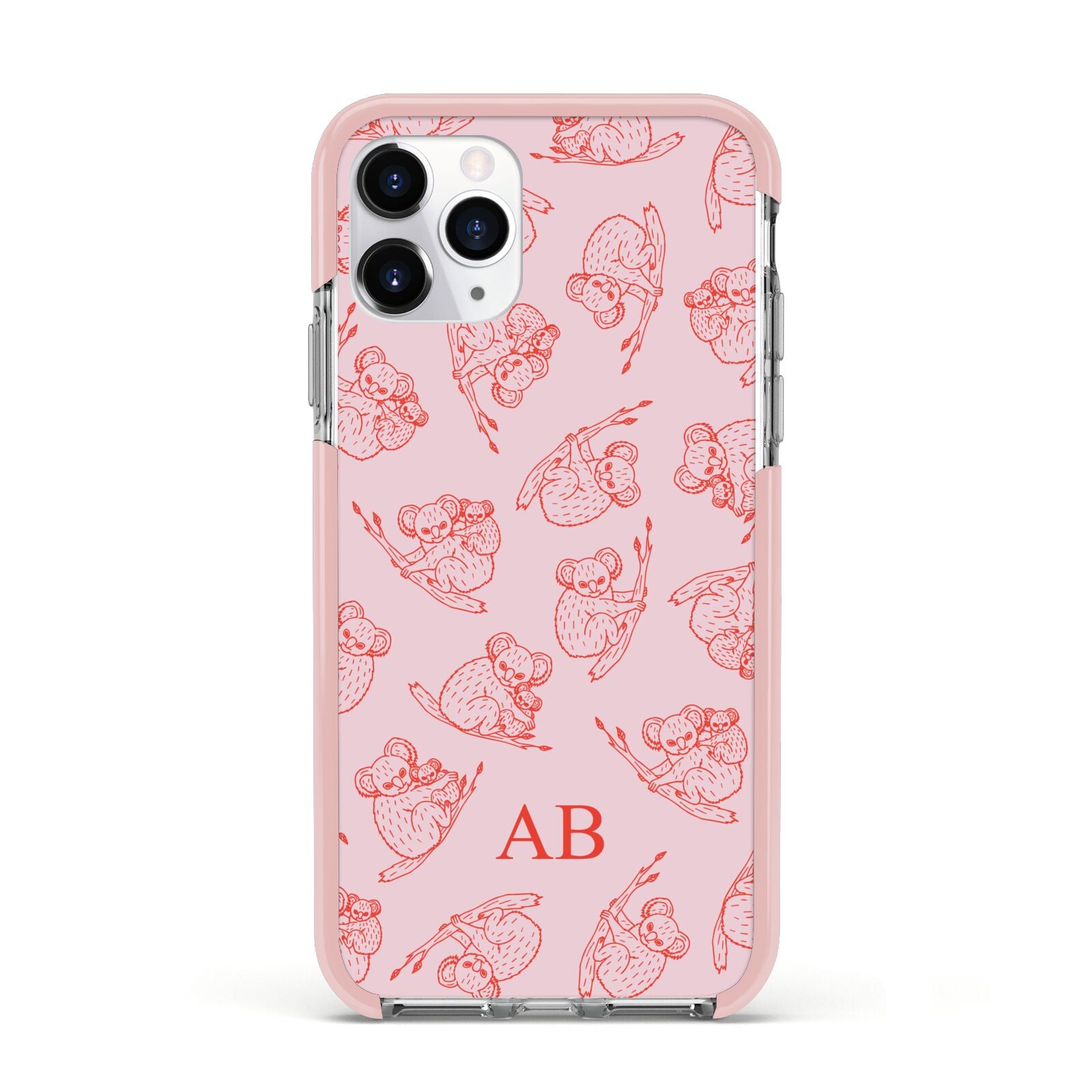 Personalised Koala Apple iPhone 11 Pro in Silver with Pink Impact Case