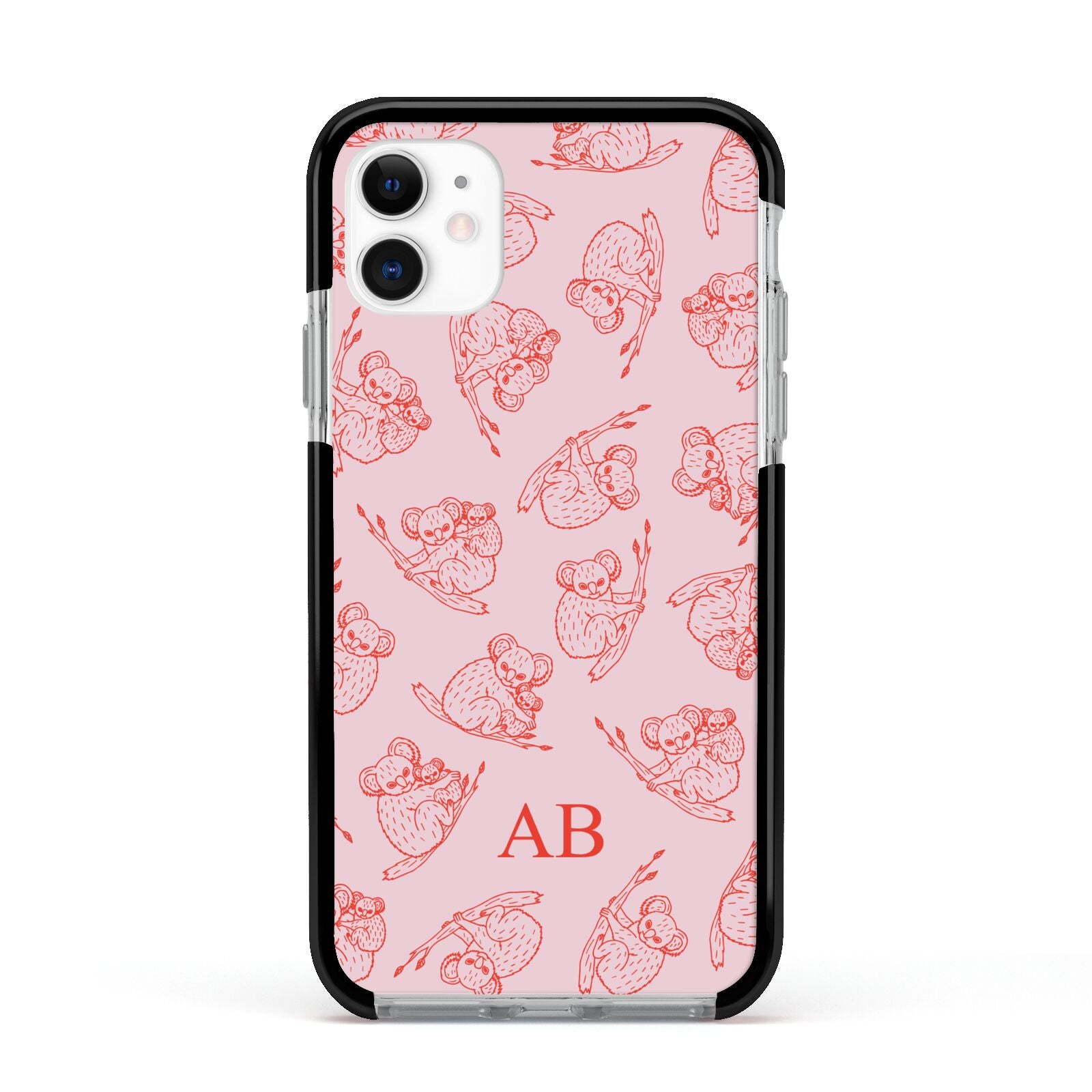 Personalised Koala Apple iPhone 11 in White with Black Impact Case
