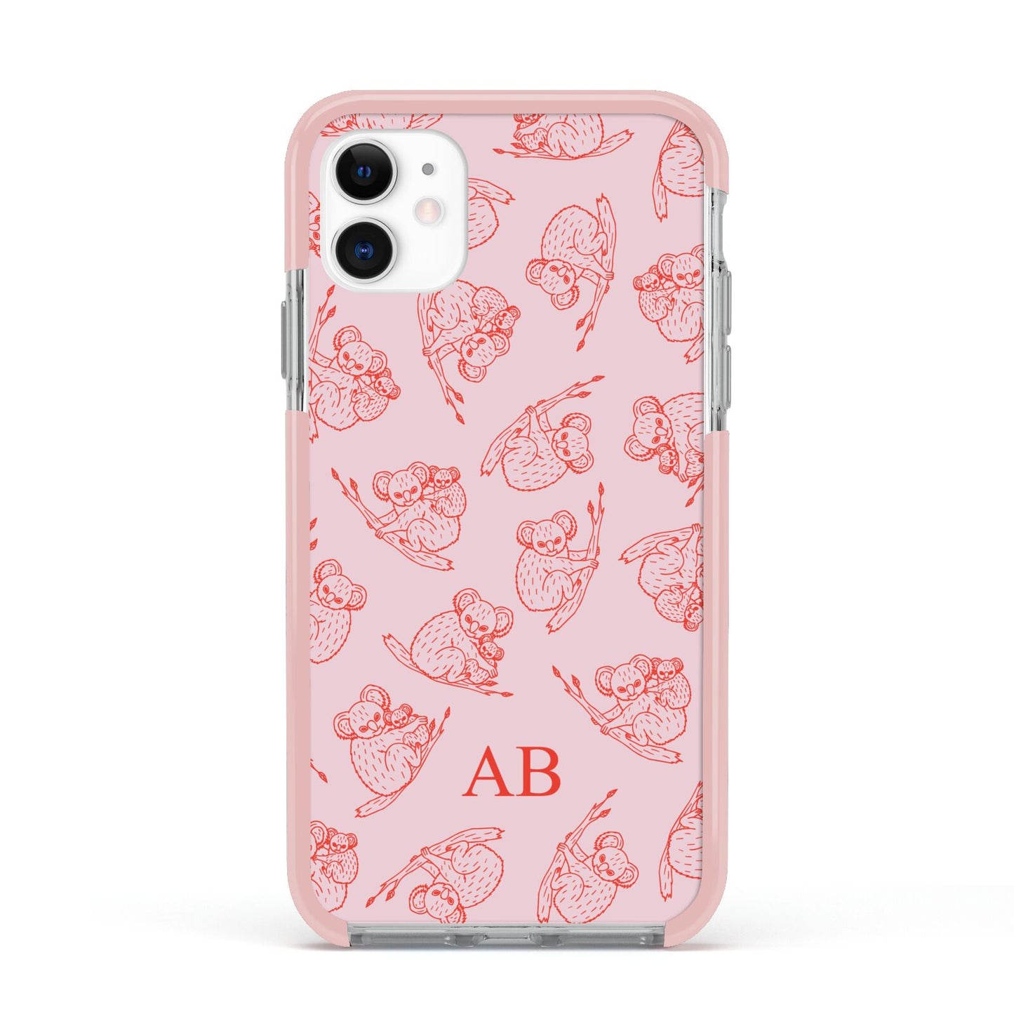 Personalised Koala Apple iPhone 11 in White with Pink Impact Case
