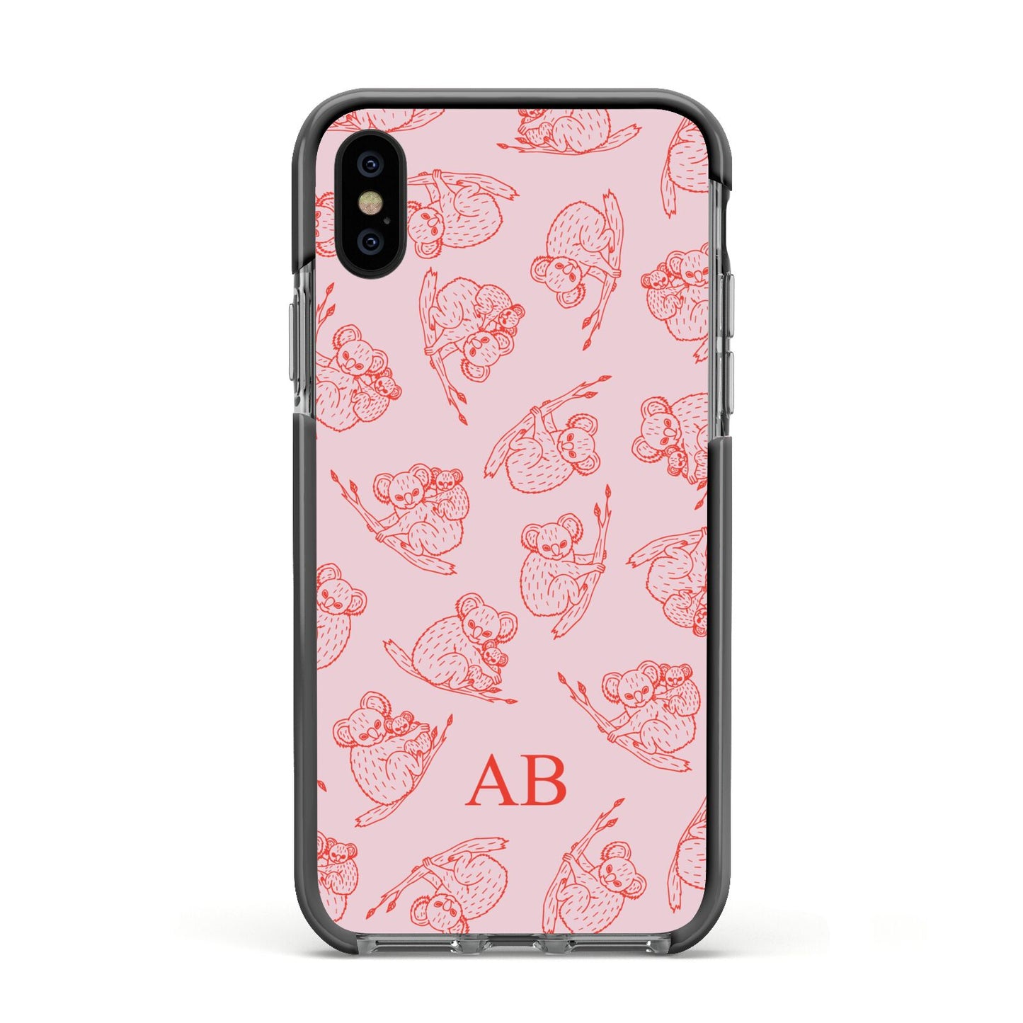 Personalised Koala Apple iPhone Xs Impact Case Black Edge on Black Phone