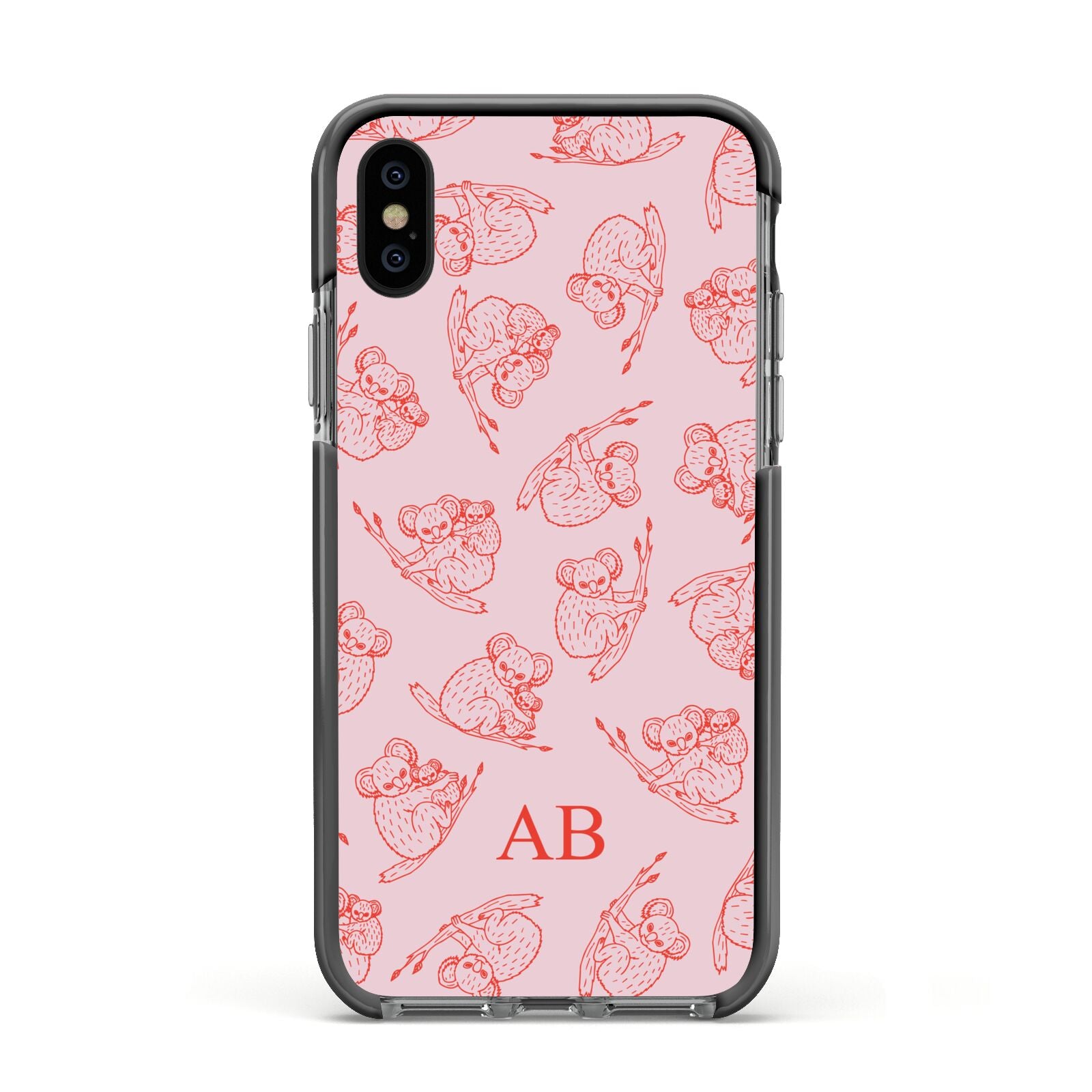 Personalised Koala Apple iPhone Xs Impact Case Black Edge on Black Phone