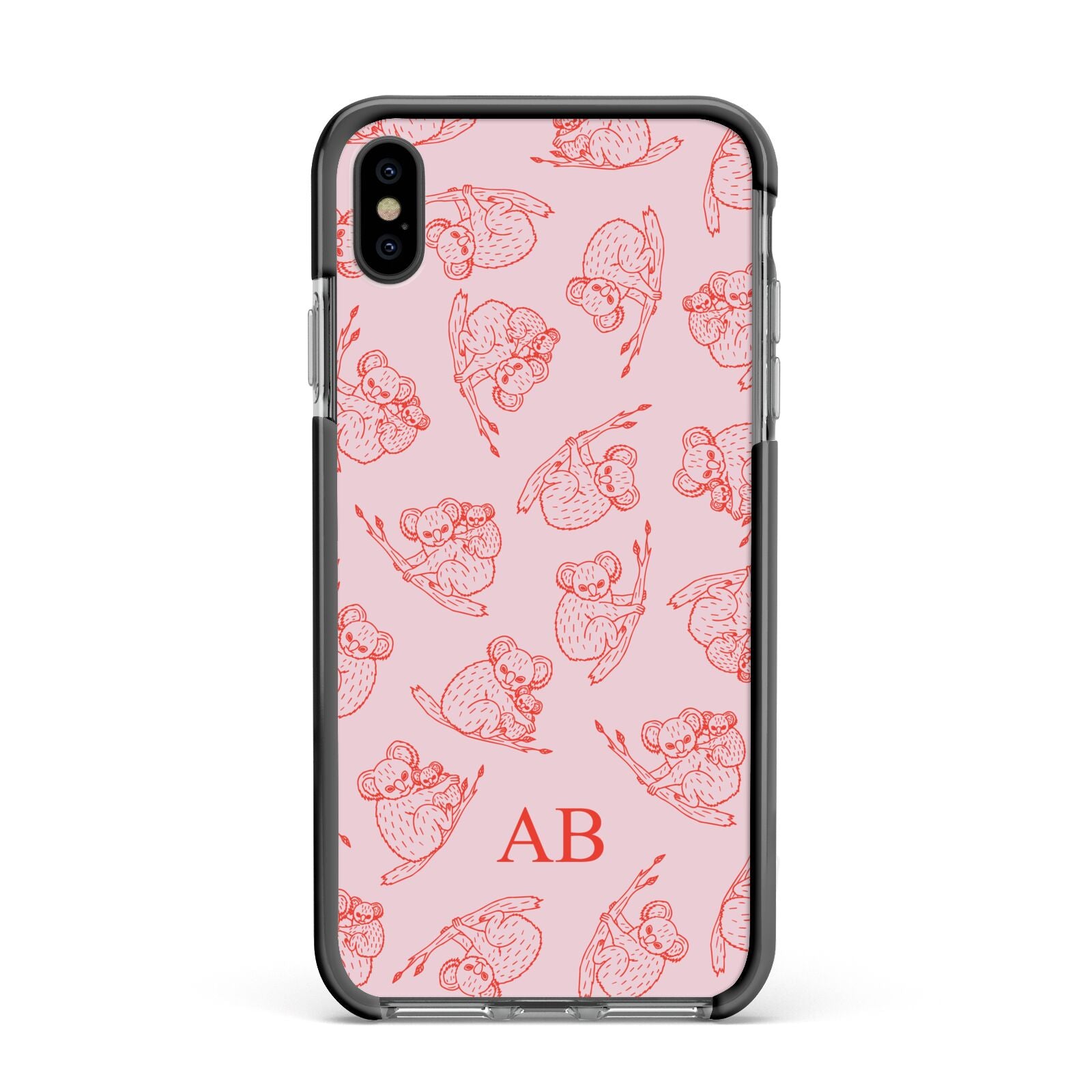 Personalised Koala Apple iPhone Xs Max Impact Case Black Edge on Black Phone