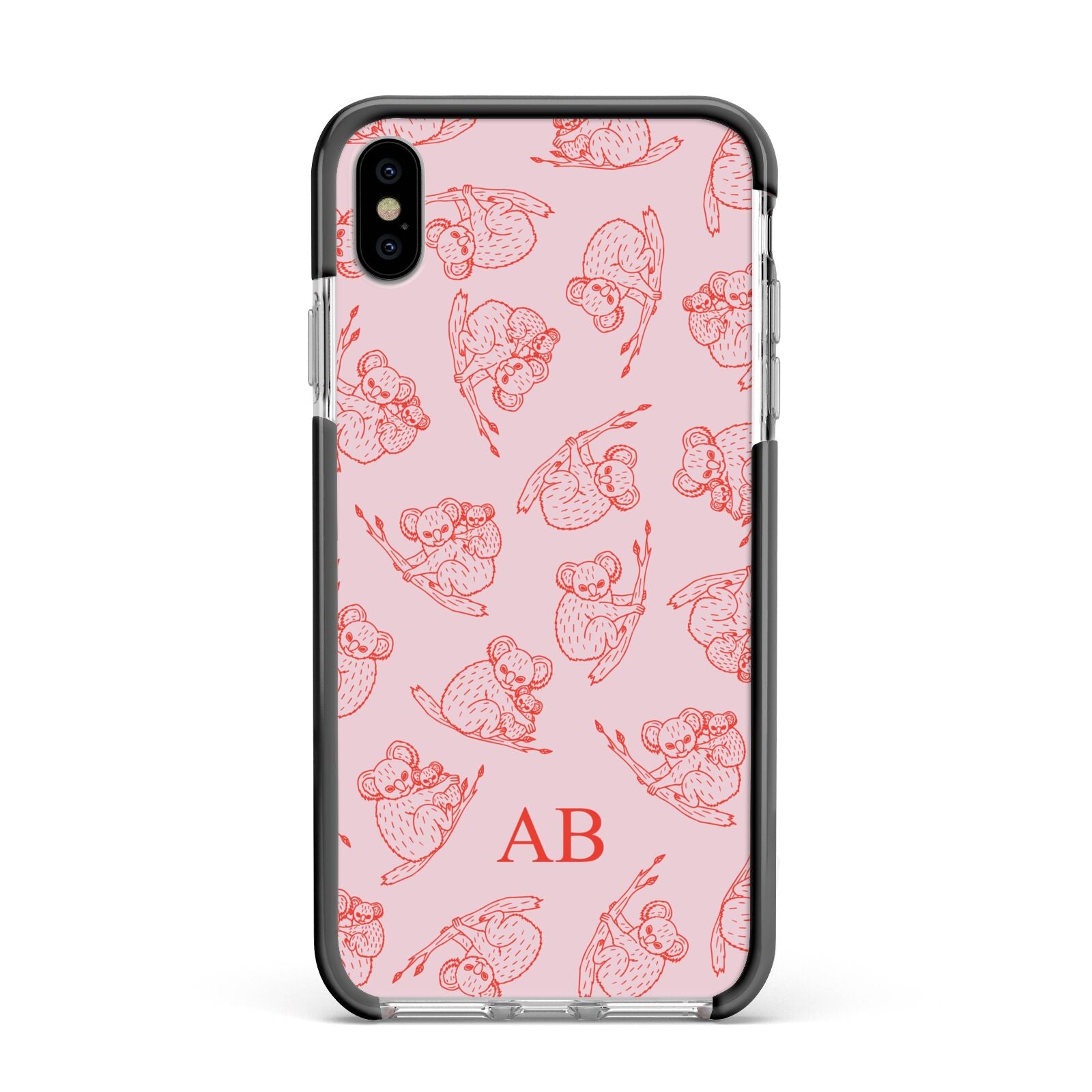 Personalised Koala Apple iPhone Xs Max Impact Case Black Edge on Silver Phone