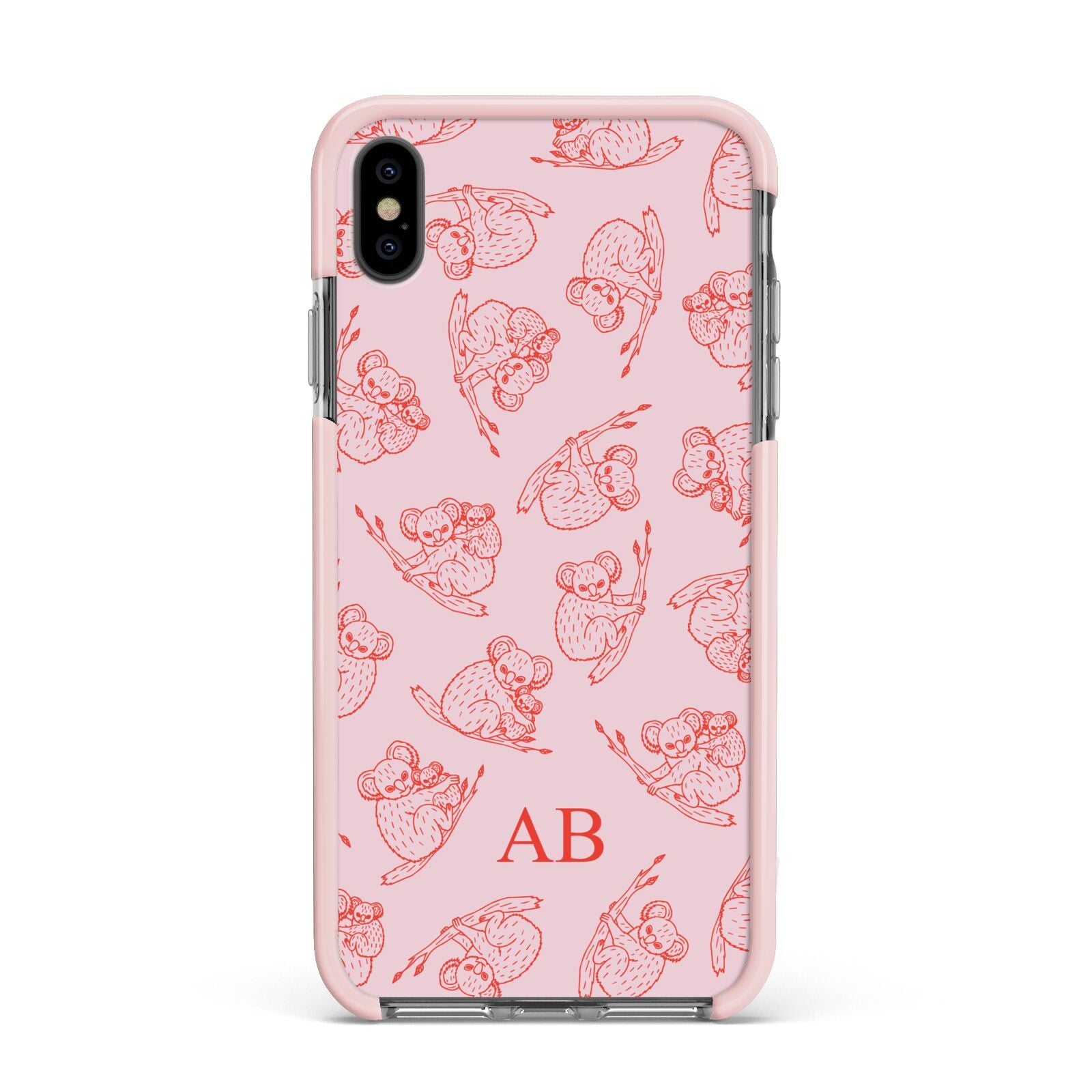 Personalised Koala Apple iPhone Xs Max Impact Case Pink Edge on Black Phone