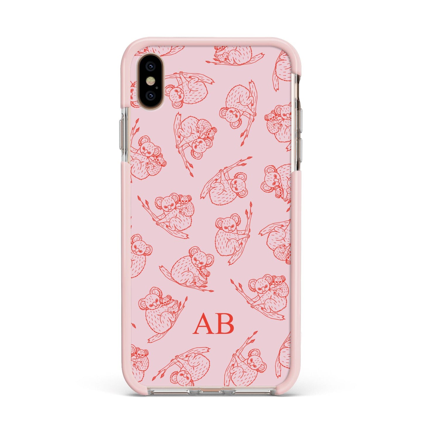 Personalised Koala Apple iPhone Xs Max Impact Case Pink Edge on Gold Phone