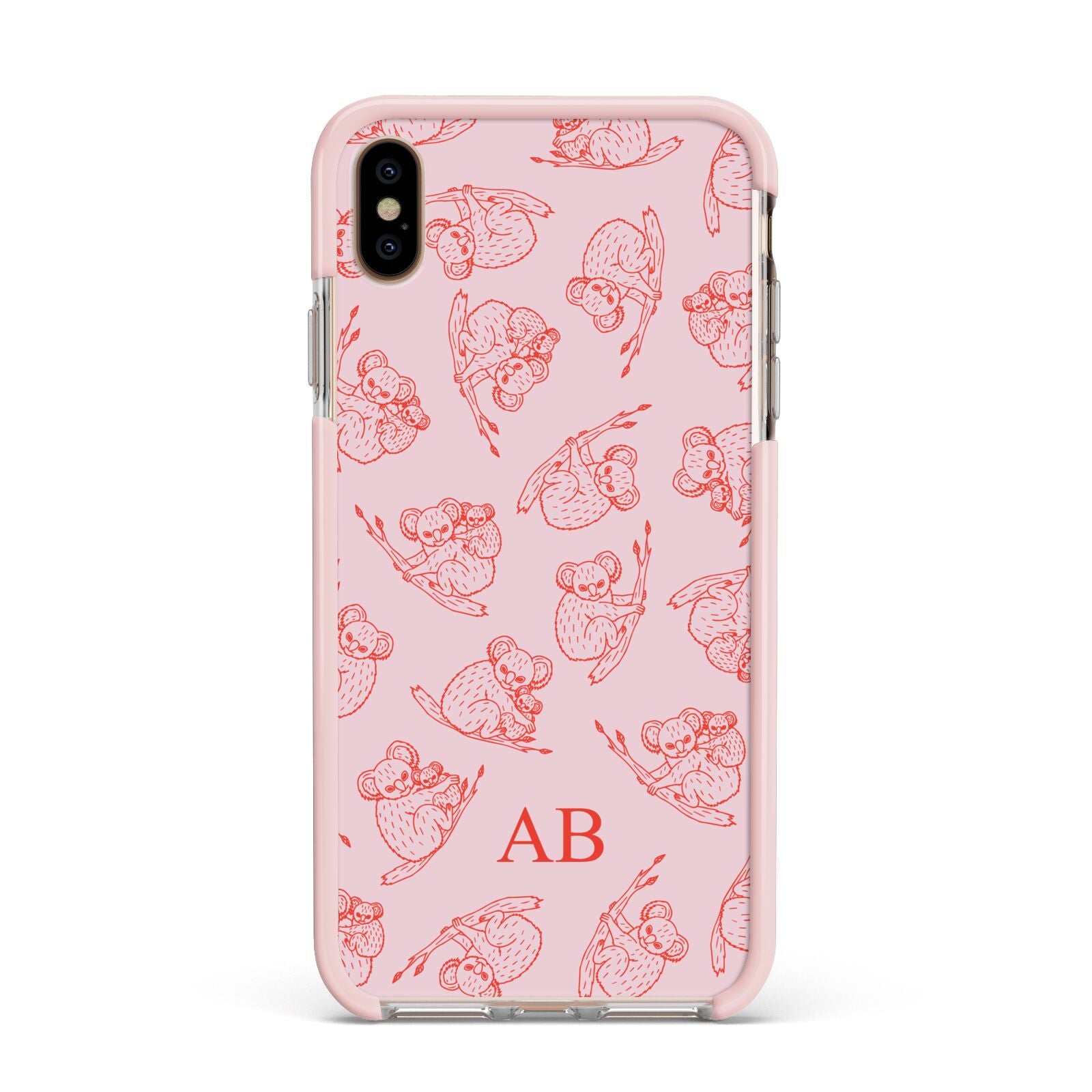 Personalised Koala Apple iPhone Xs Max Impact Case Pink Edge on Gold Phone