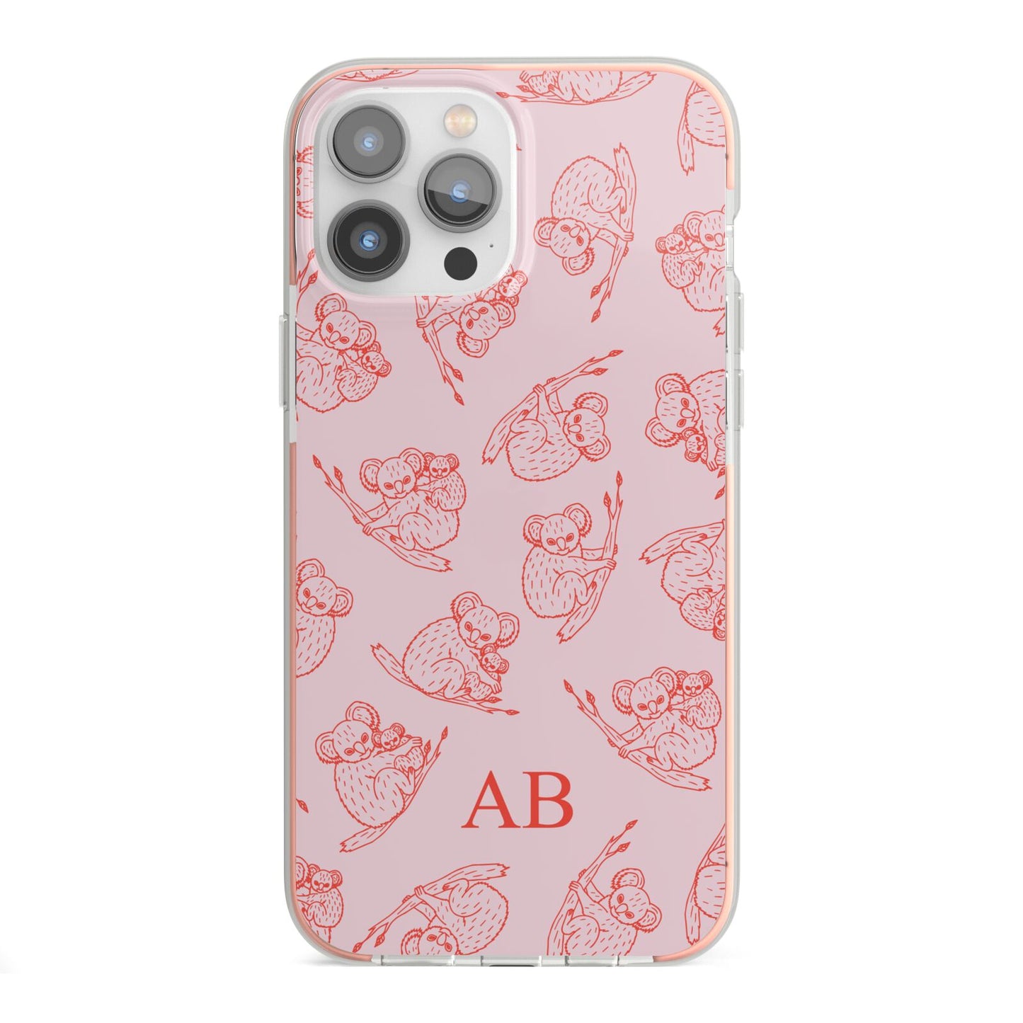 Personalised Koala iPhone 13 Pro Max TPU Impact Case with Pink Edges