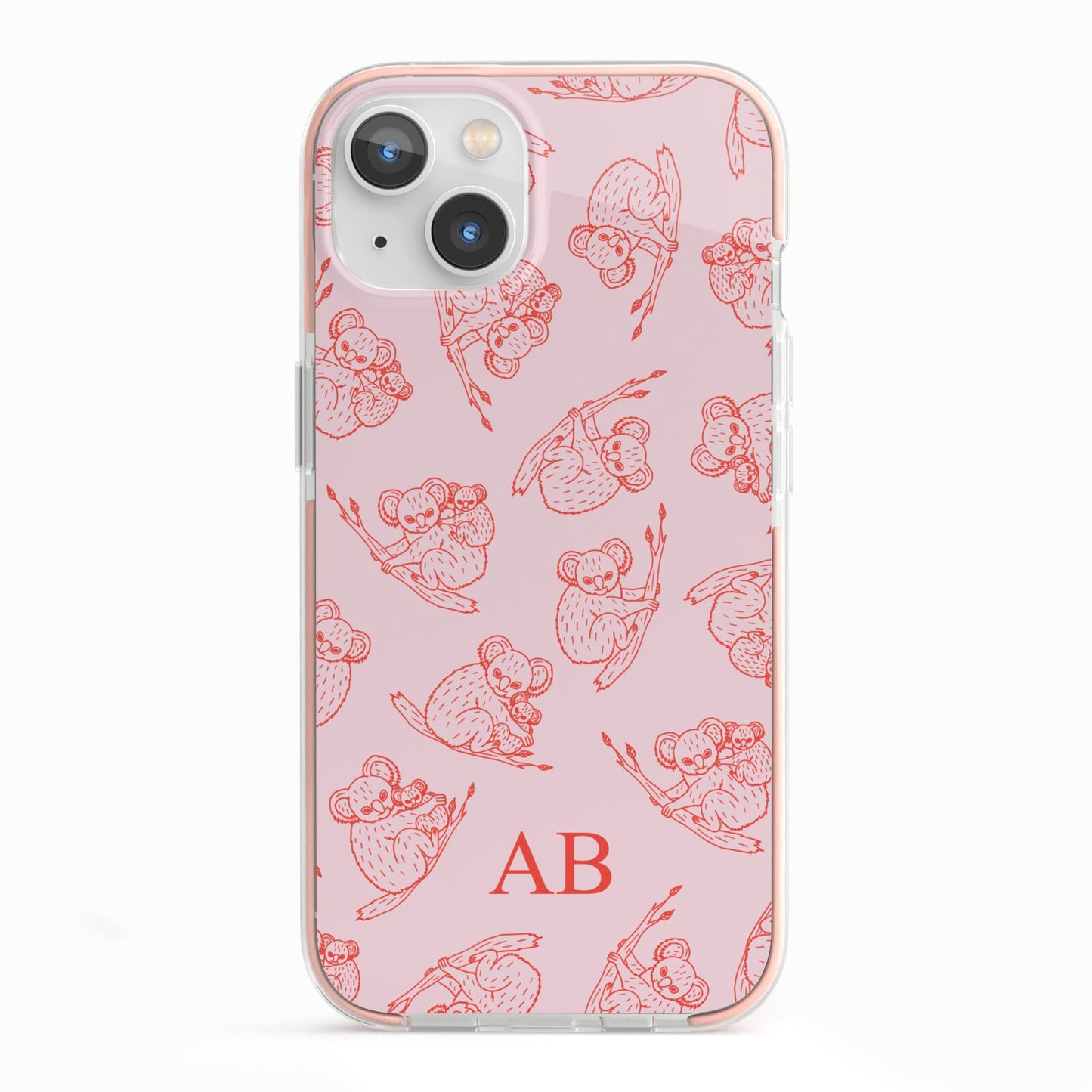Personalised Koala iPhone 13 TPU Impact Case with Pink Edges