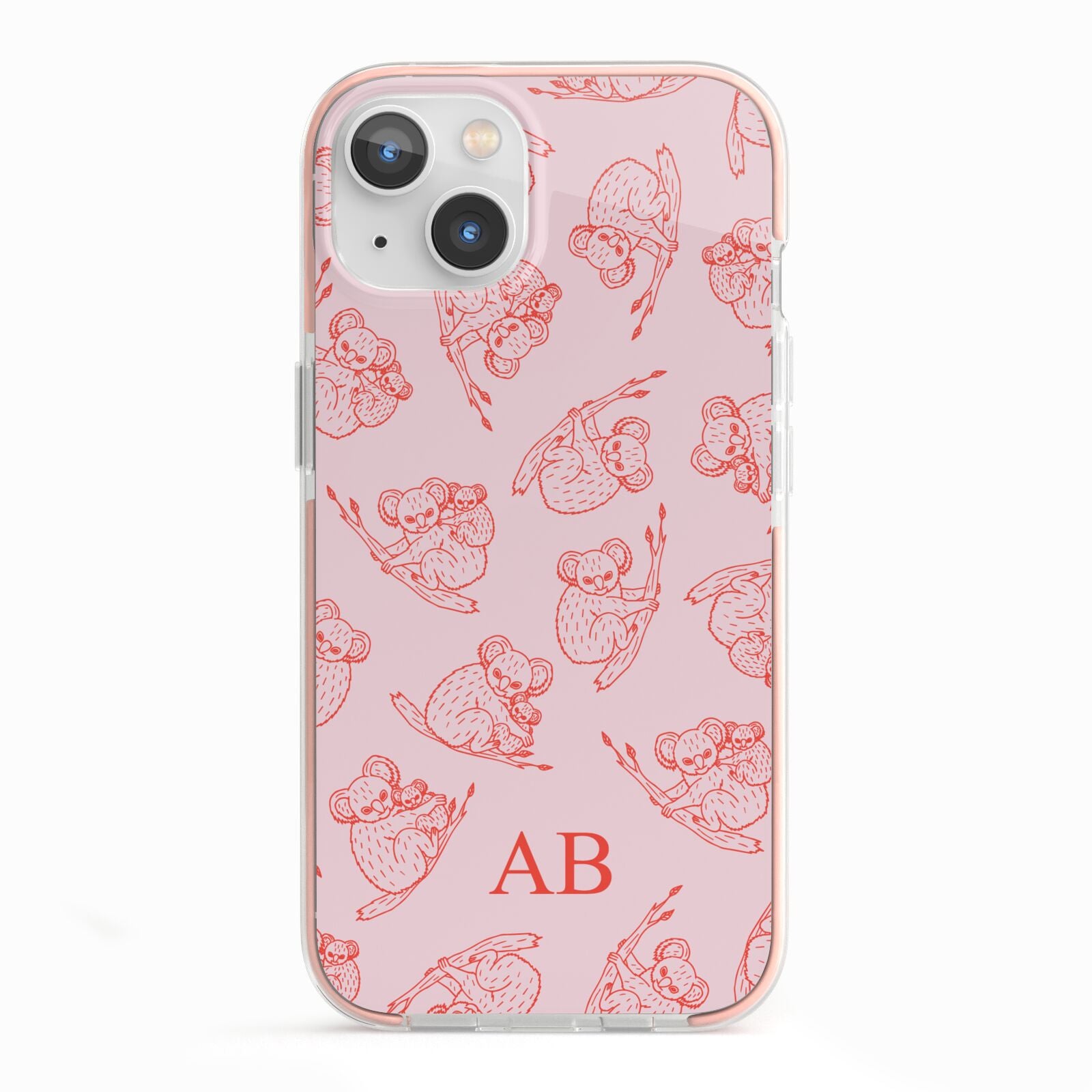 Personalised Koala iPhone 13 TPU Impact Case with Pink Edges