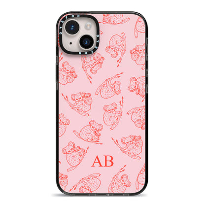 Personalised Koala iPhone 14 Plus Black Impact Case on Silver phone