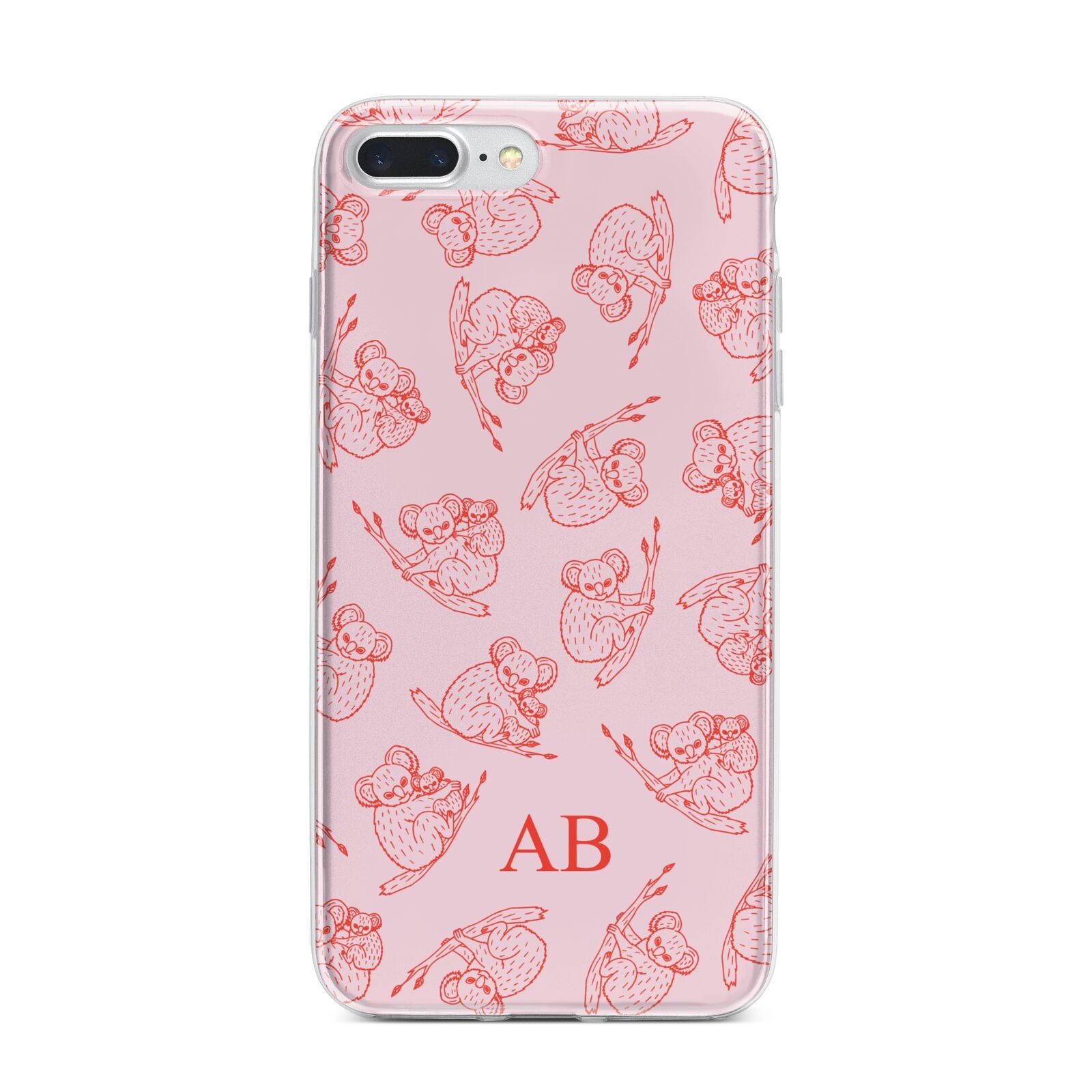 Personalised Koala iPhone 7 Plus Bumper Case on Silver iPhone