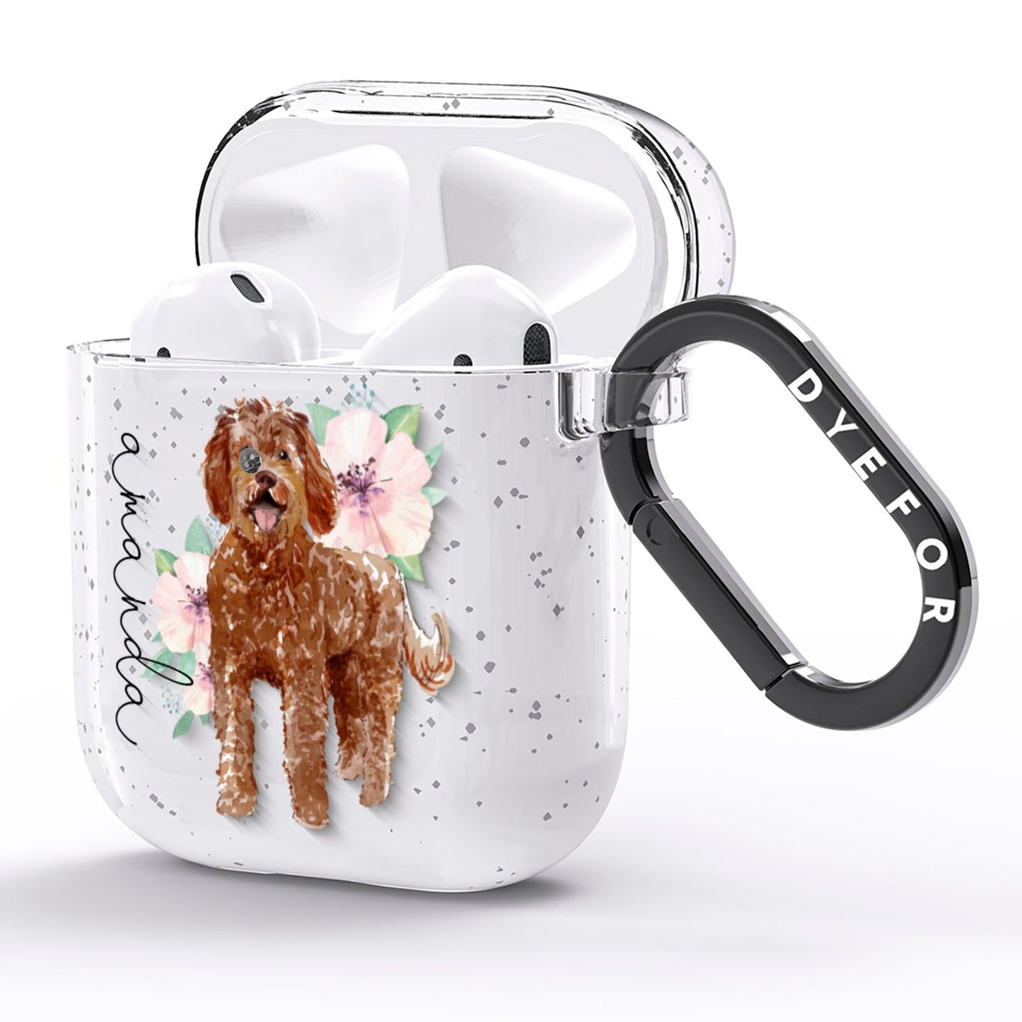 Personalised Labradoodle AirPods Glitter Case Side Image