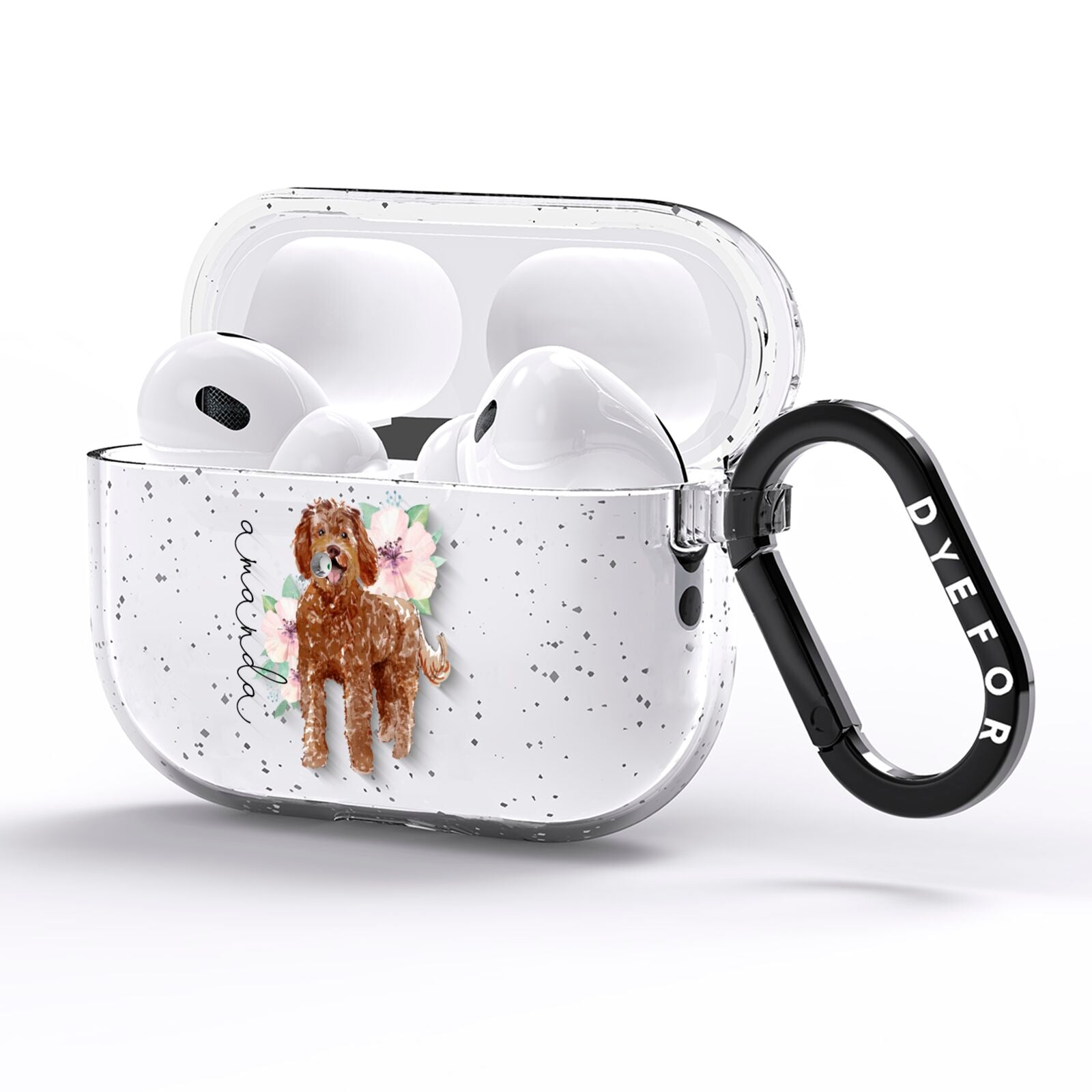 Personalised Labradoodle AirPods Pro Glitter Case Side Image