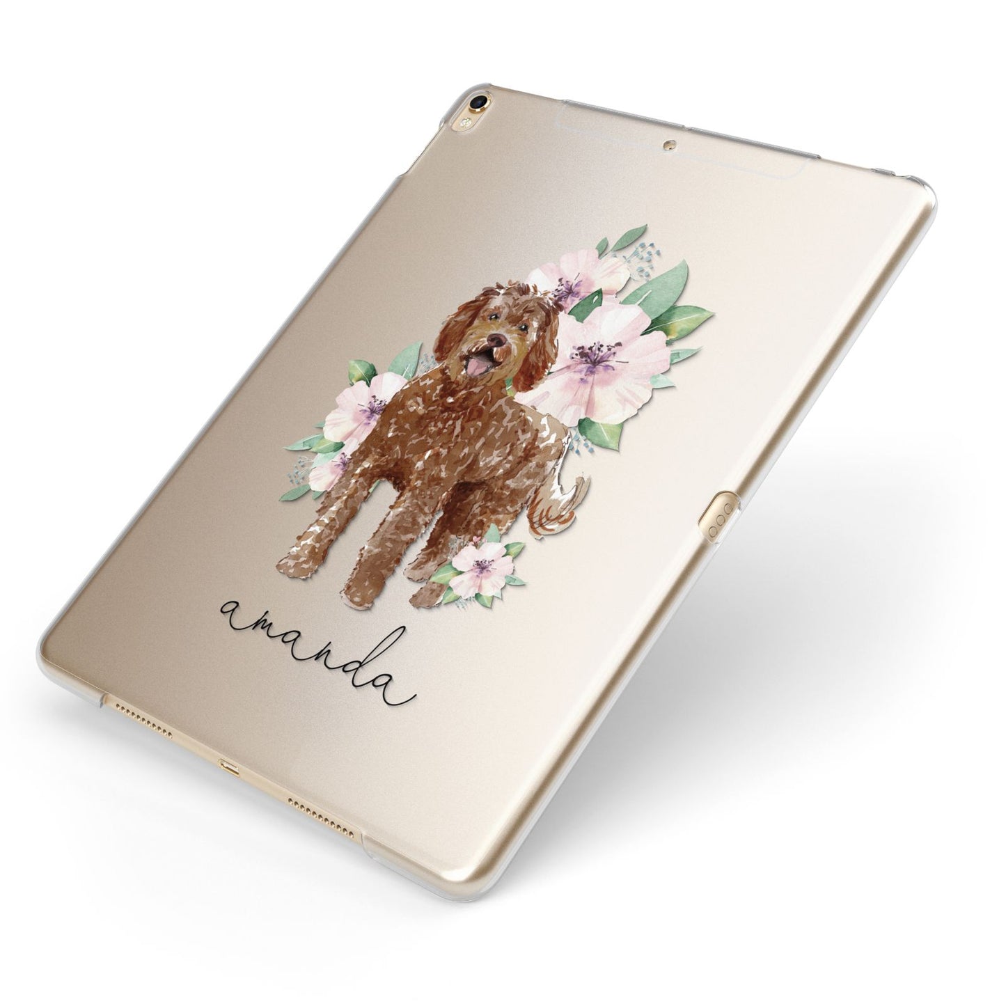 Personalised Labradoodle Apple iPad Case on Gold iPad Side View