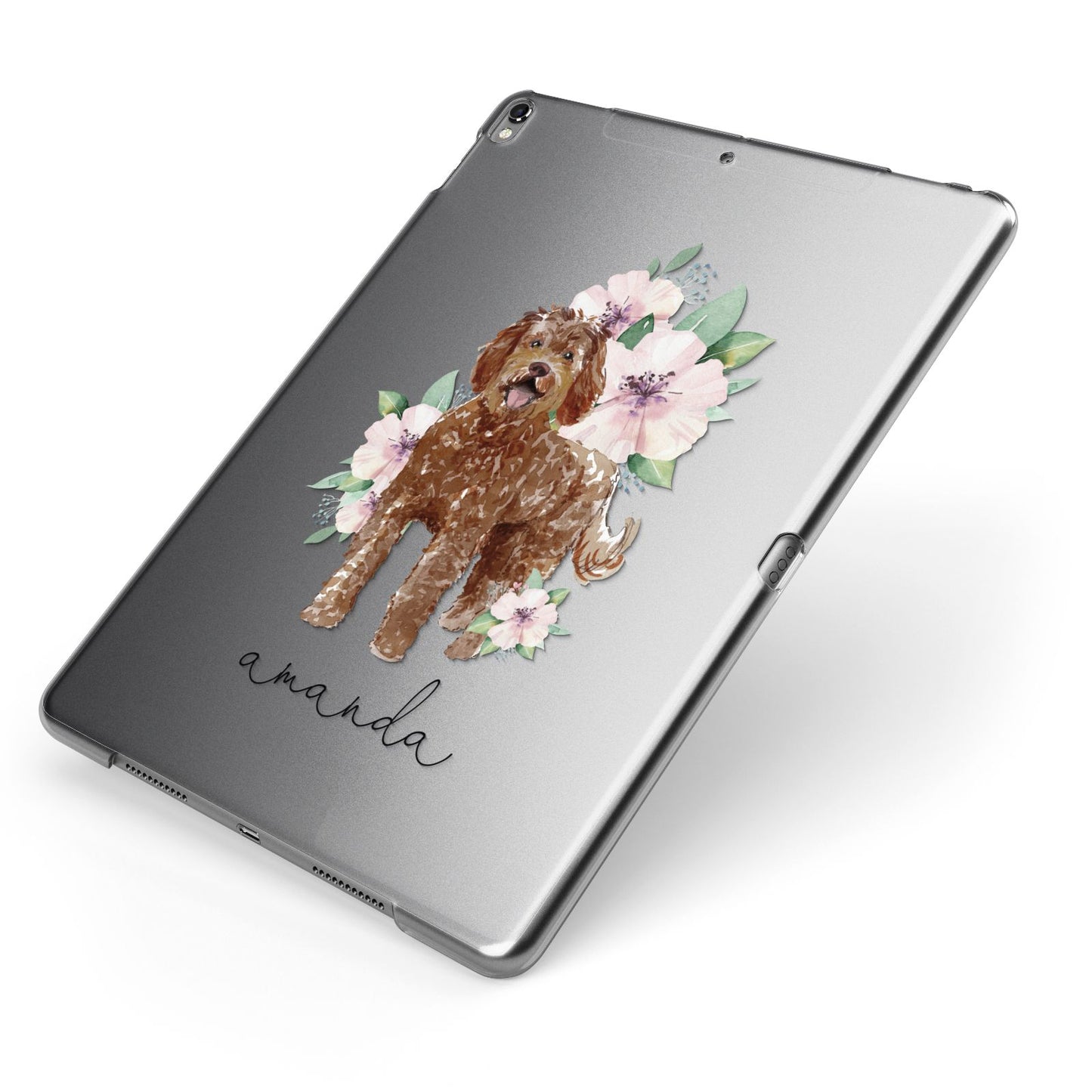 Personalised Labradoodle Apple iPad Case on Grey iPad Side View