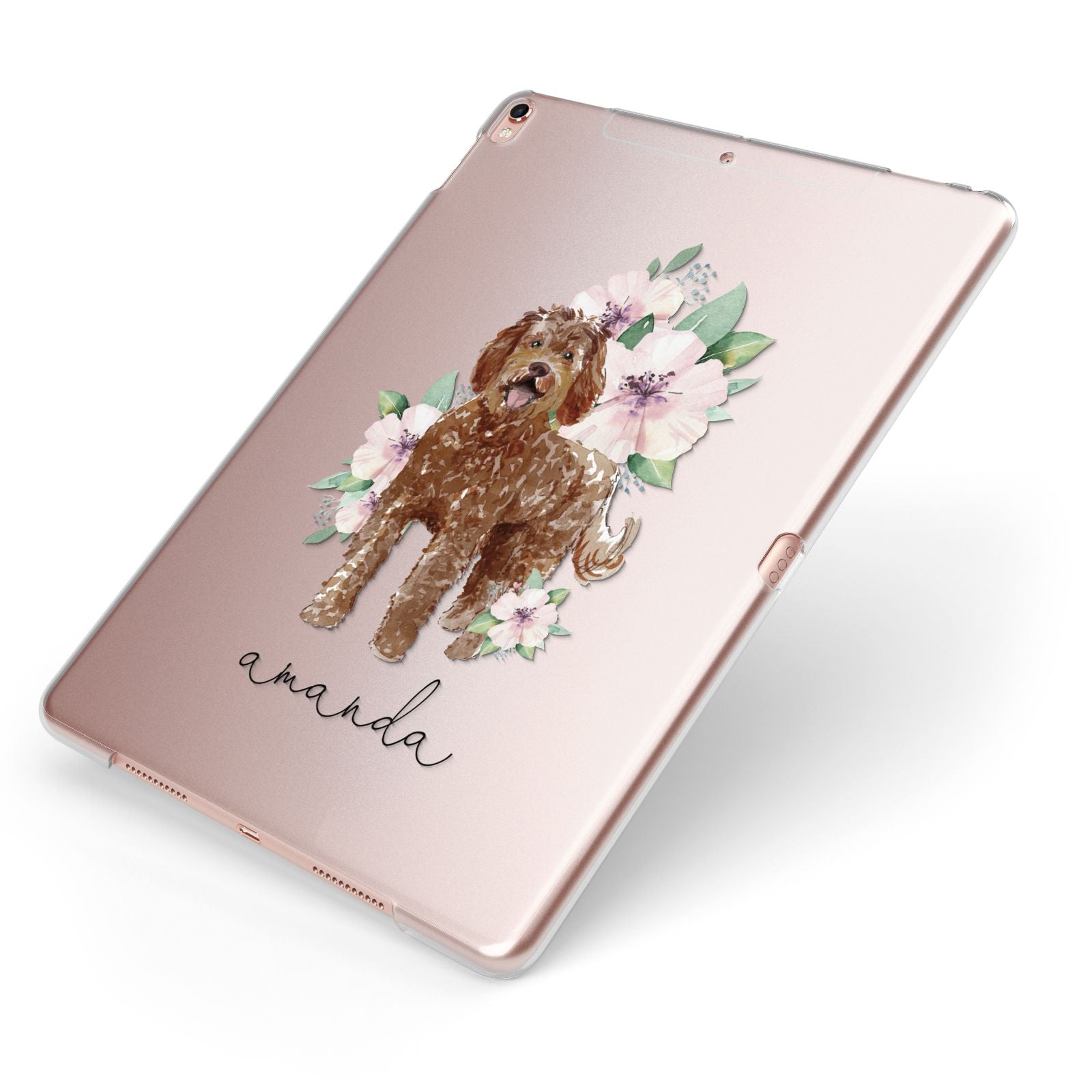 Personalised Labradoodle Apple iPad Case on Rose Gold iPad Side View