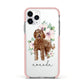 Personalised Labradoodle Apple iPhone 11 Pro in Silver with Pink Impact Case
