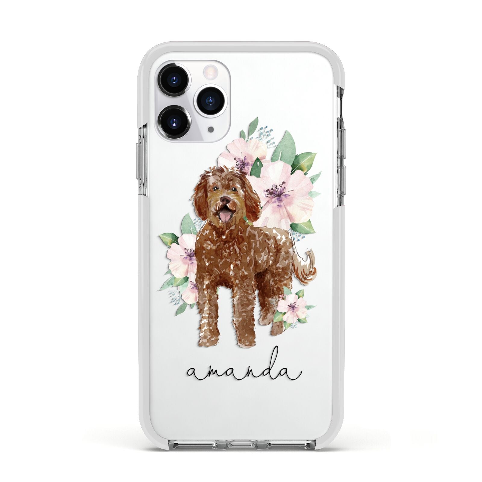 Personalised Labradoodle Apple iPhone 11 Pro in Silver with White Impact Case