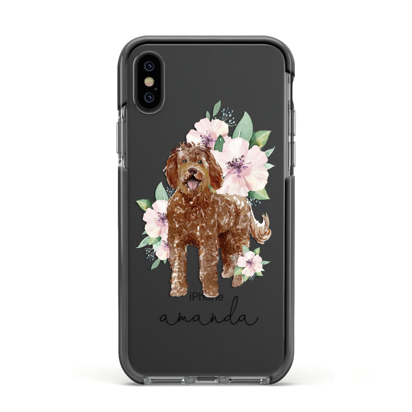 Personalised Labradoodle Apple iPhone Xs Impact Case Black Edge on Black Phone