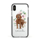 Personalised Labradoodle Apple iPhone Xs Impact Case Black Edge on Silver Phone