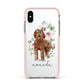 Personalised Labradoodle Apple iPhone Xs Impact Case Pink Edge on Silver Phone