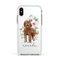 Personalised Labradoodle Apple iPhone Xs Impact Case White Edge on Silver Phone
