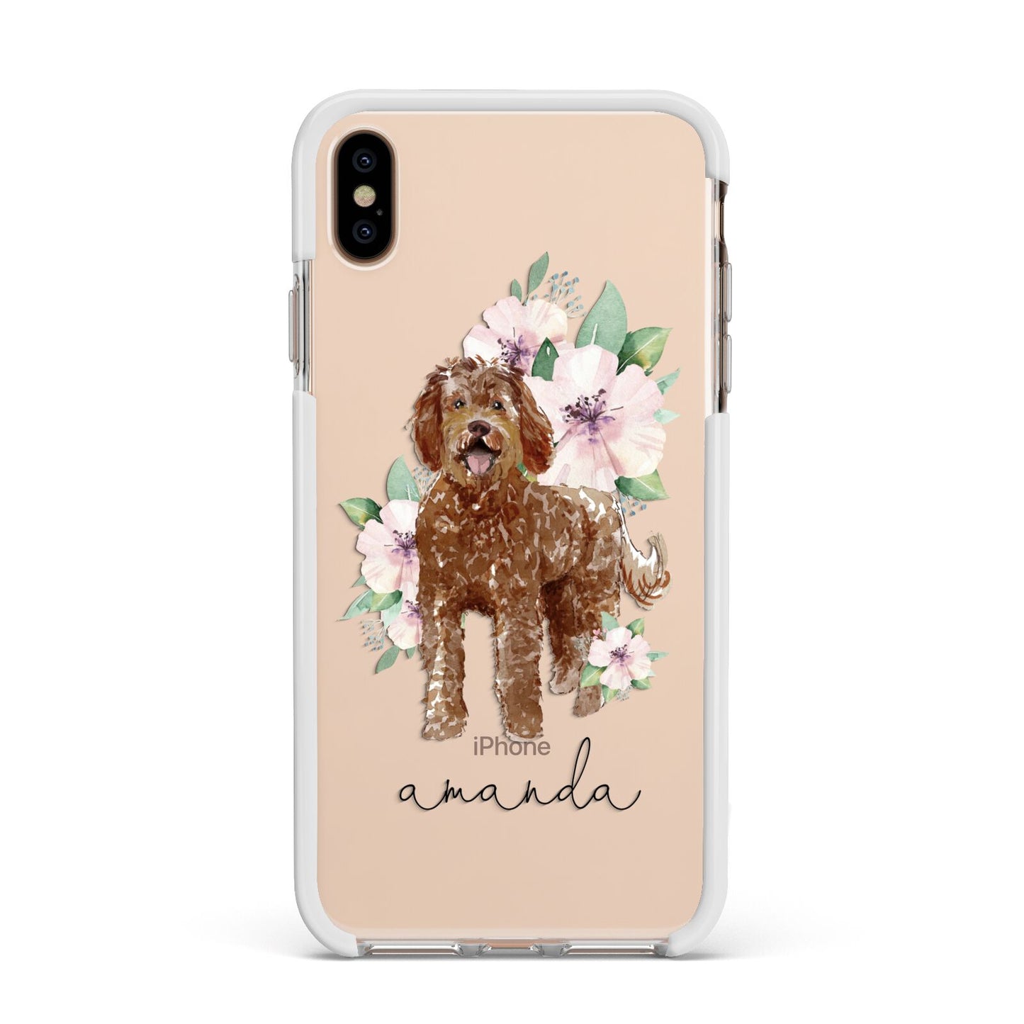 Personalised Labradoodle Apple iPhone Xs Max Impact Case White Edge on Gold Phone