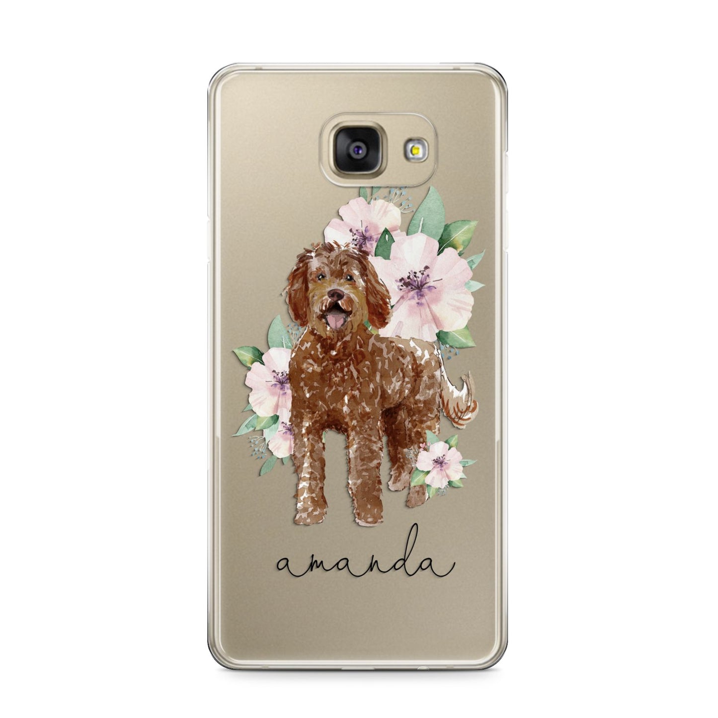 Personalised Labradoodle Samsung Galaxy A9 2016 Case on gold phone