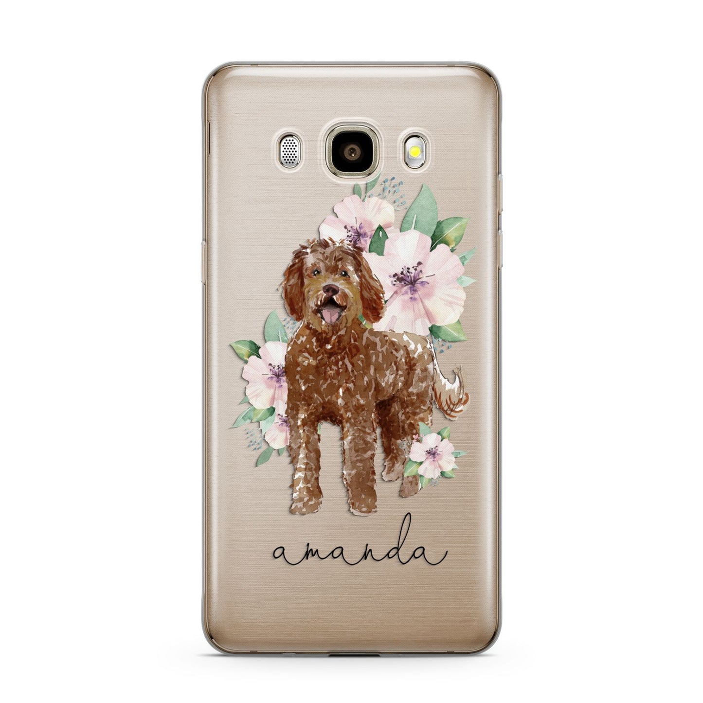 Personalised Labradoodle Samsung Galaxy J7 2016 Case on gold phone