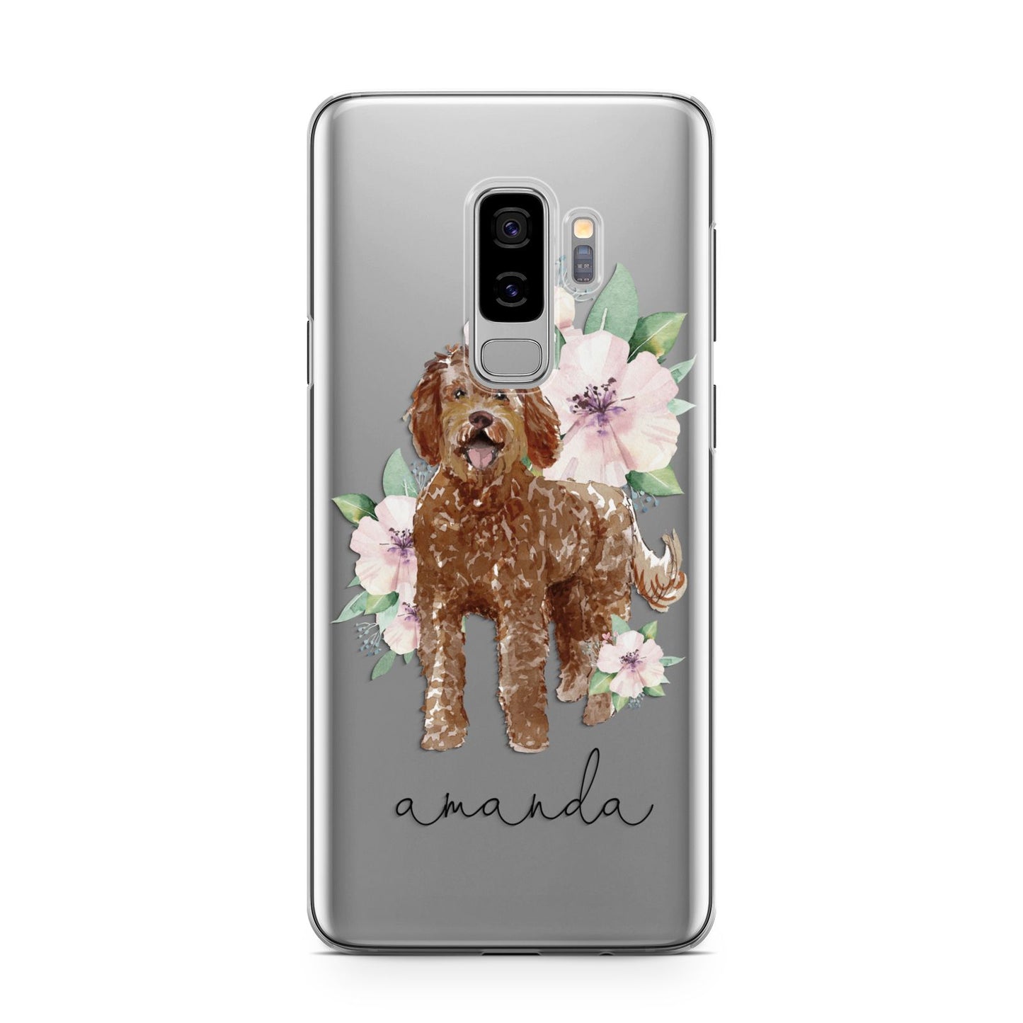 Personalised Labradoodle Samsung Galaxy S9 Plus Case on Silver phone