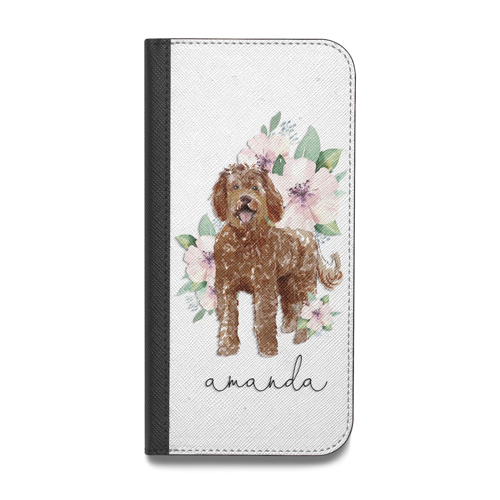 Personalised Labradoodle Vegan Leather Flip iPhone Case