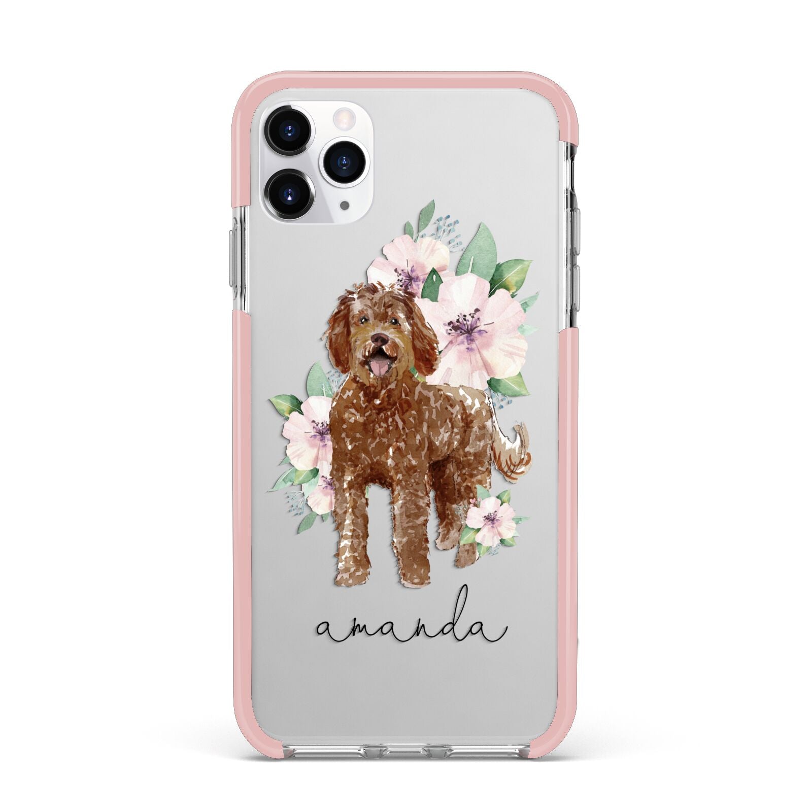 Personalised Labradoodle iPhone 11 Pro Max Impact Pink Edge Case