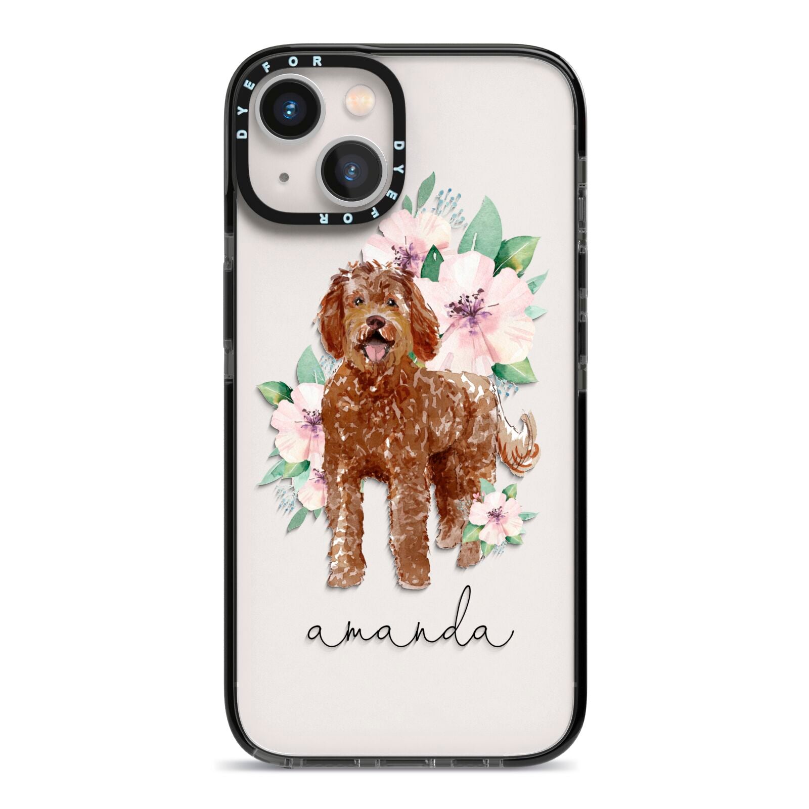 Personalised Labradoodle iPhone 13 Black Impact Case on Silver phone