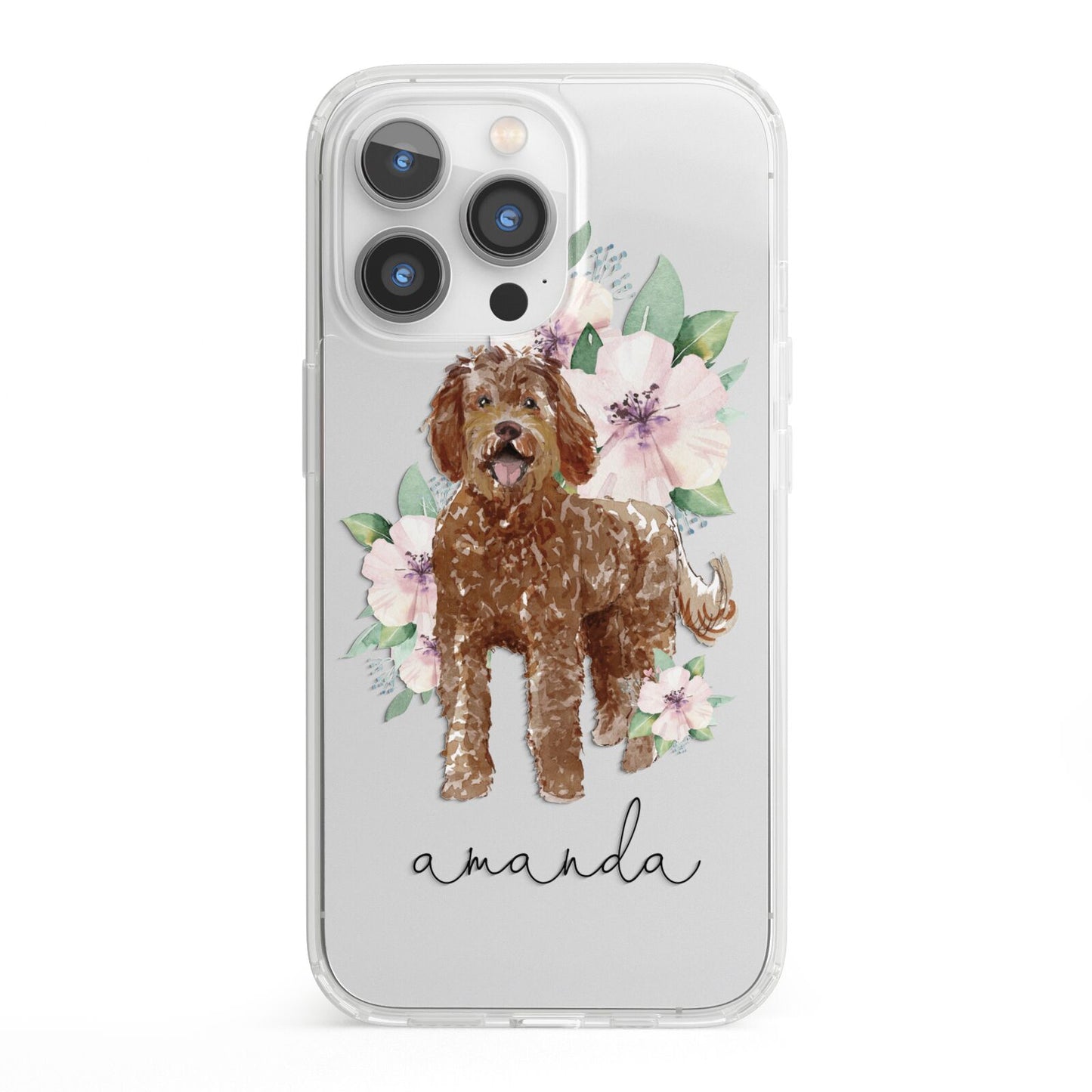 Personalised Labradoodle iPhone 13 Pro Clear Bumper Case